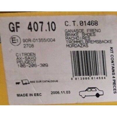 A1229 - RHIAG GF407.10 - KIT GANASCE POSTERIORI CITROEN AX SAXO PEUGEOT 106 205 -0