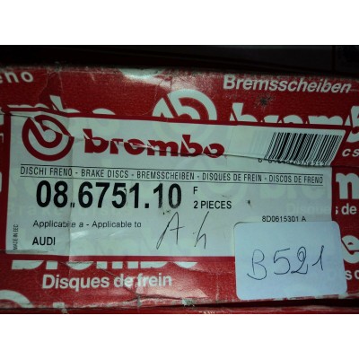 B521 - BREMBO 08.6751.10 COPPIA DISCHI FRENO ANTERIORI AUDI A4 8D0615301A