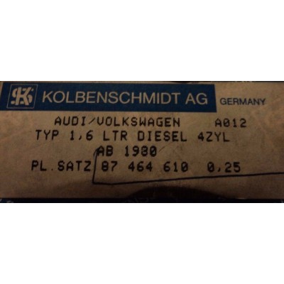 C343 - 87464610 KOLBENSCHMIDT AG BRONZINE AUDI VW 1.6 DIESEL AB 1980 - 0,25-0