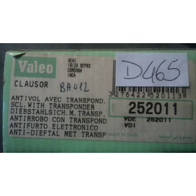 D465 § VALEO 252011 BLOCCHETTO CON CHIAVI ACCENSIONE SEAT IBIZA CORDOBA TOLEDO-0