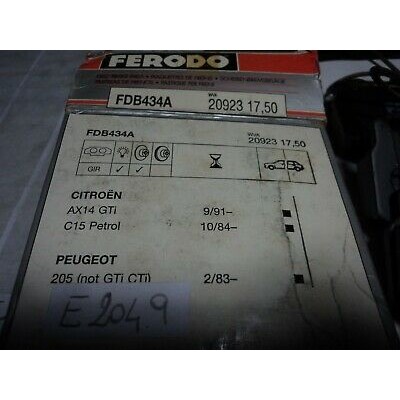 E2049 - KIT PASTICCHE PASTIGLIE PATTINI FRENO - FDB434A - ANTERIORI CITROEN AX -0