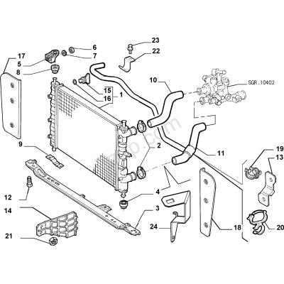 E2671 -- 51751383 STAFFA FISSAGGIO RADIATORE FIAT MULTIPLA NUMERO 5 IN FUGURA-1