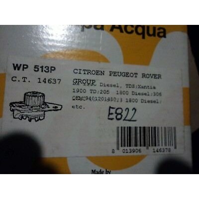 E822 - WATER PUMP - POMPA ACQUA - WP513P PEUGEOT CITROEN XANTIA 1.9 TD 205-0