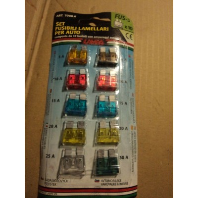 F1119 - SET FUSIBILI PER AUTO 10PZ LAMELLARI