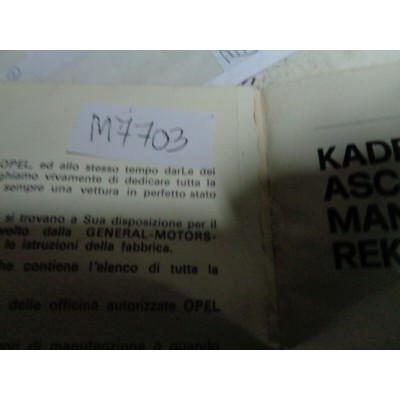 M7703 XX - LIBRETTO ISTRUZIONI ESERCIZIO E SICUREZZA OPEL-0