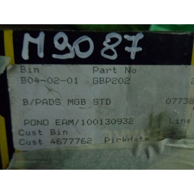 M9087 XX - PASTICCHE PASTIGLIE PATTINI FRENO GBP202 MG MGB MGB GT-0