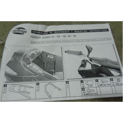 M9812 - KIT ATTACCO VALIGIA POSTERIORE PEUGEOT ELYSEO 50 100 125 '98 '99-0
