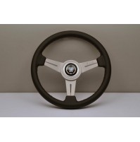 VOLANTE NARDI - IN PELLE NERA E RAZZE BIANCHE ANODIZZATE - Ø 360mm 6061.36.1001 