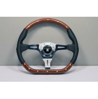 VOLANTE NARDI - KALLISTA PELLE TRAFORATA E MOGANO RIVETTI - Ø 350mm 5055.35.3000