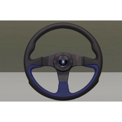 VOLANTE NARDI - PELLE NERA E BLU RAZZE NERE - Ø 350mm 6089.35.2070