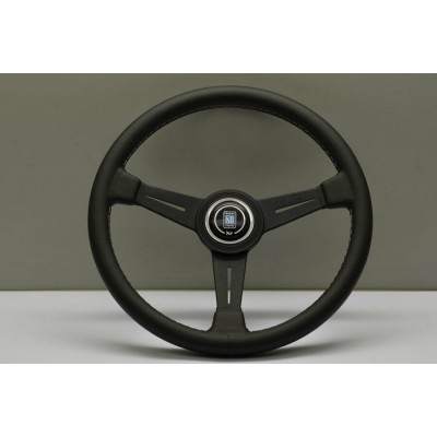 VOLANTE NARDI - PELLE NERA RAZZE NERE CUCITURE GRIGIE - Ø 390mm 6061.39.2001