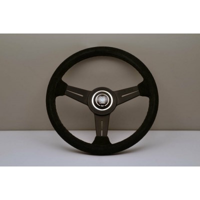 VOLANTE NARDI - Pelle nera scamosciata e razze nere - Ø 340mm